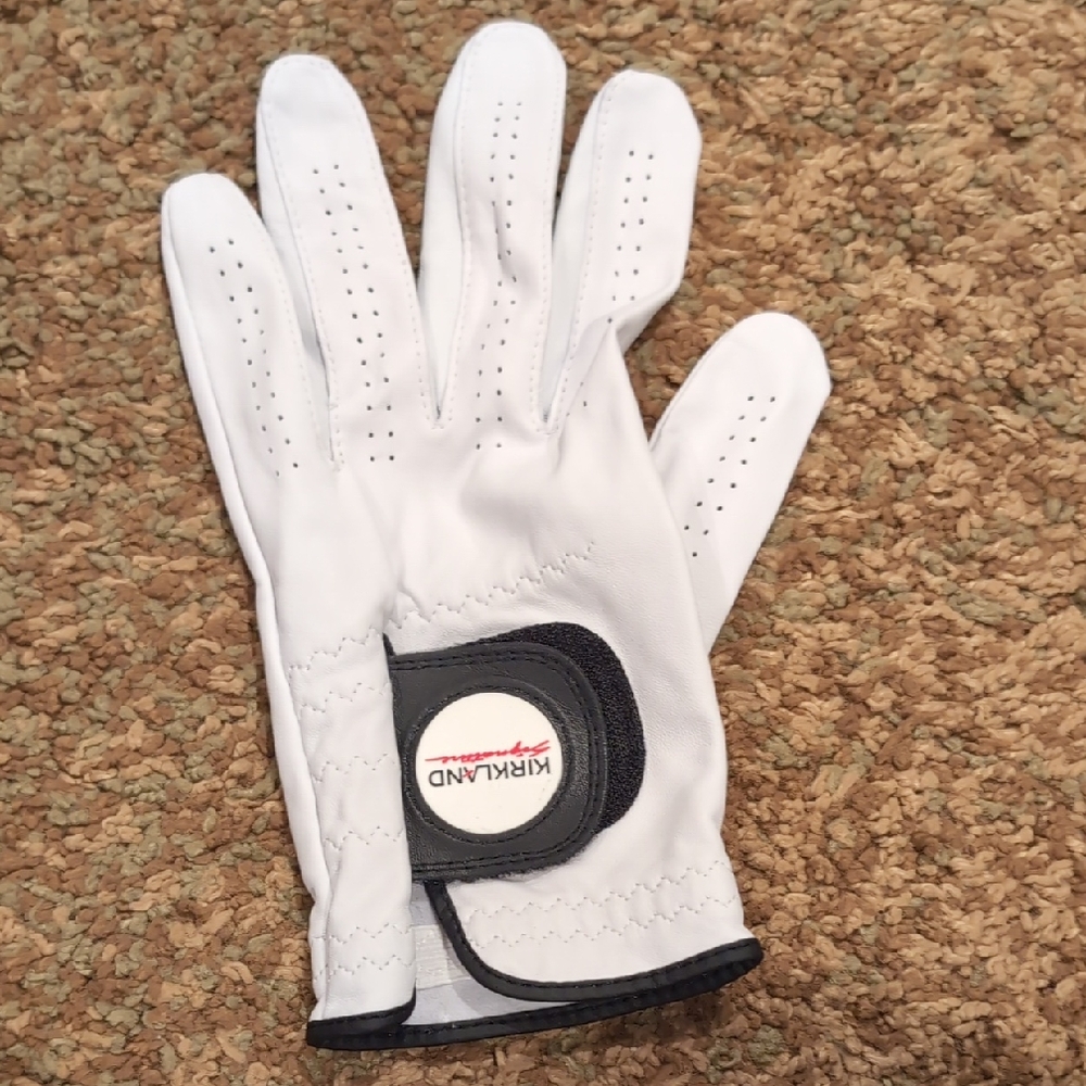 XL : Kirkland Signature White Golf Glove with Black Trim- Left Hand
